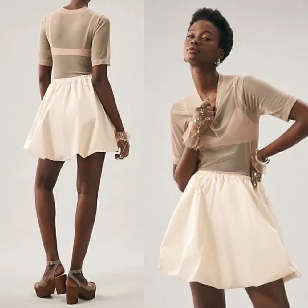 Anthropologie Paper Crown Linen Cotton Bubble Mini Skirt